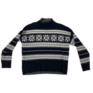 Nicole Miller Women's Mock Neck Long Sleeve Sweater Size Extra Large Black/White